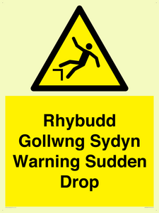 Rhybudd Gollwng Sydyn Warning Sudden Drop